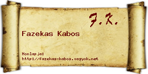 Fazekas Kabos névjegykártya